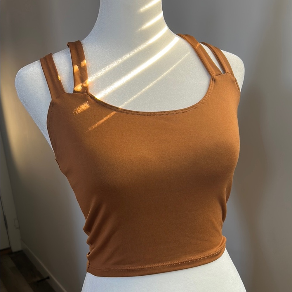Copper Brown Double Strap Crop Top XS